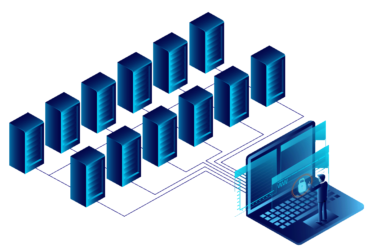 Secure streaming server network illustration